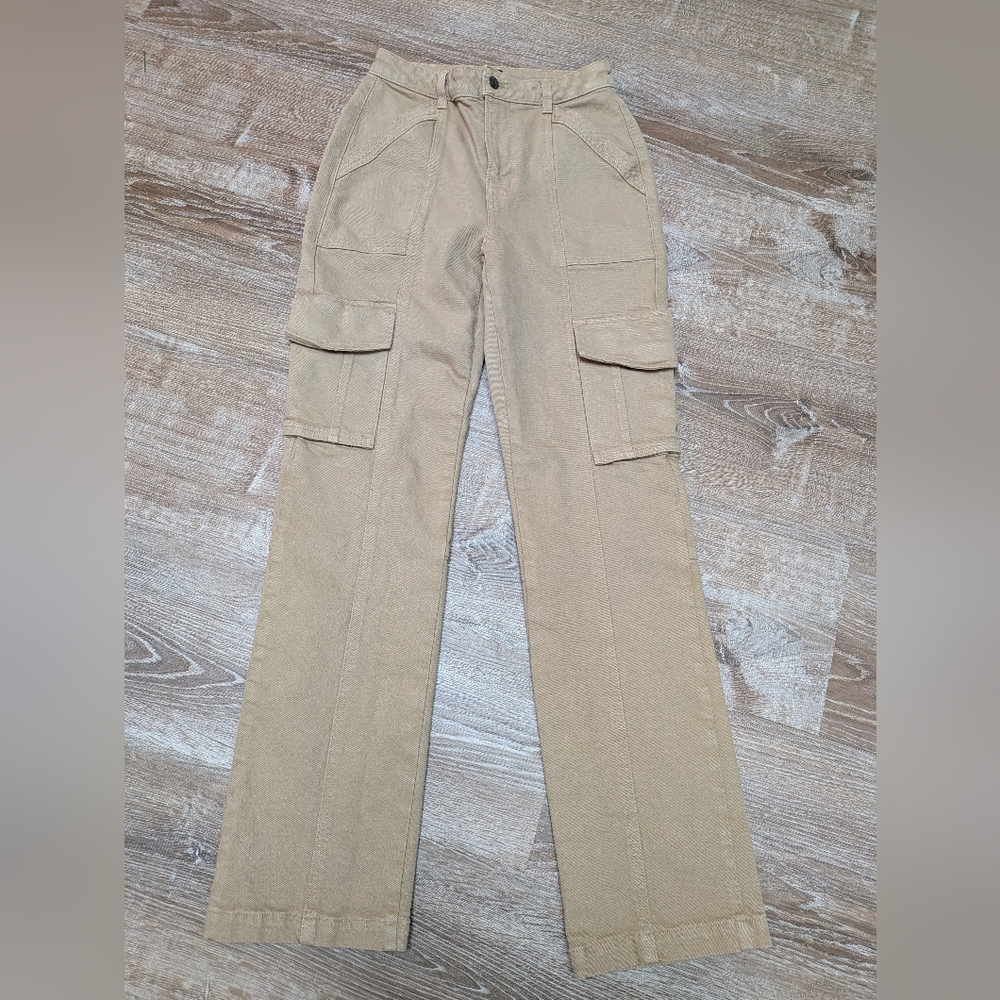 Edwin Keegan Cargo Kakhi Tan High Rise Pants Made In USA Size 26